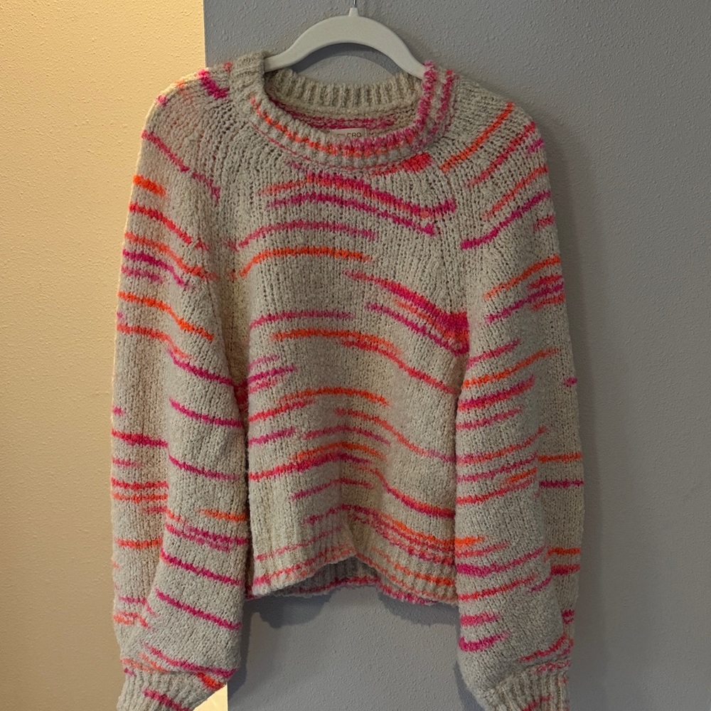 Pilcro Vibrant Pink and Orange Knit Sweater